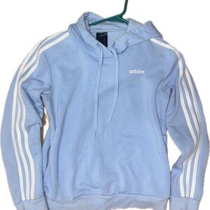 Adidas Sky Blue Hoodie with White Stripes